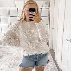 Faherty Cream Textured Sweater